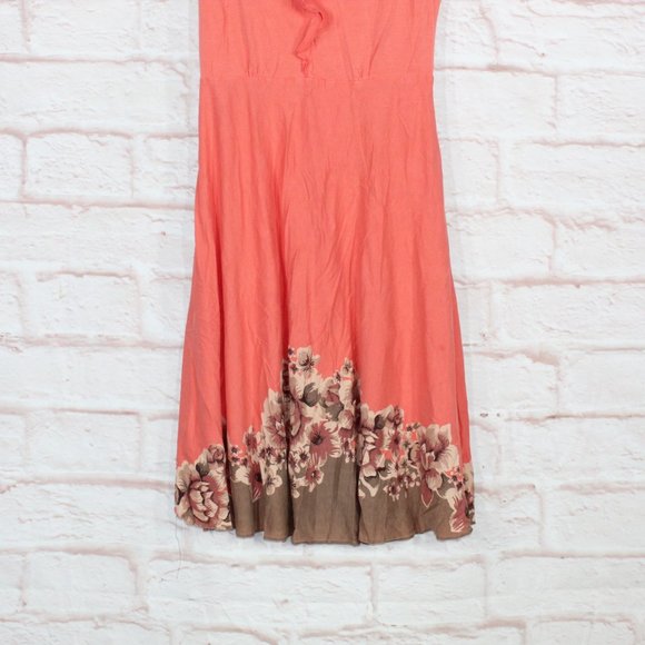 Patagonia Orange Organic Cotton Border Floral Kamala Tank Midi Dress Size M - Picture 3 of 9